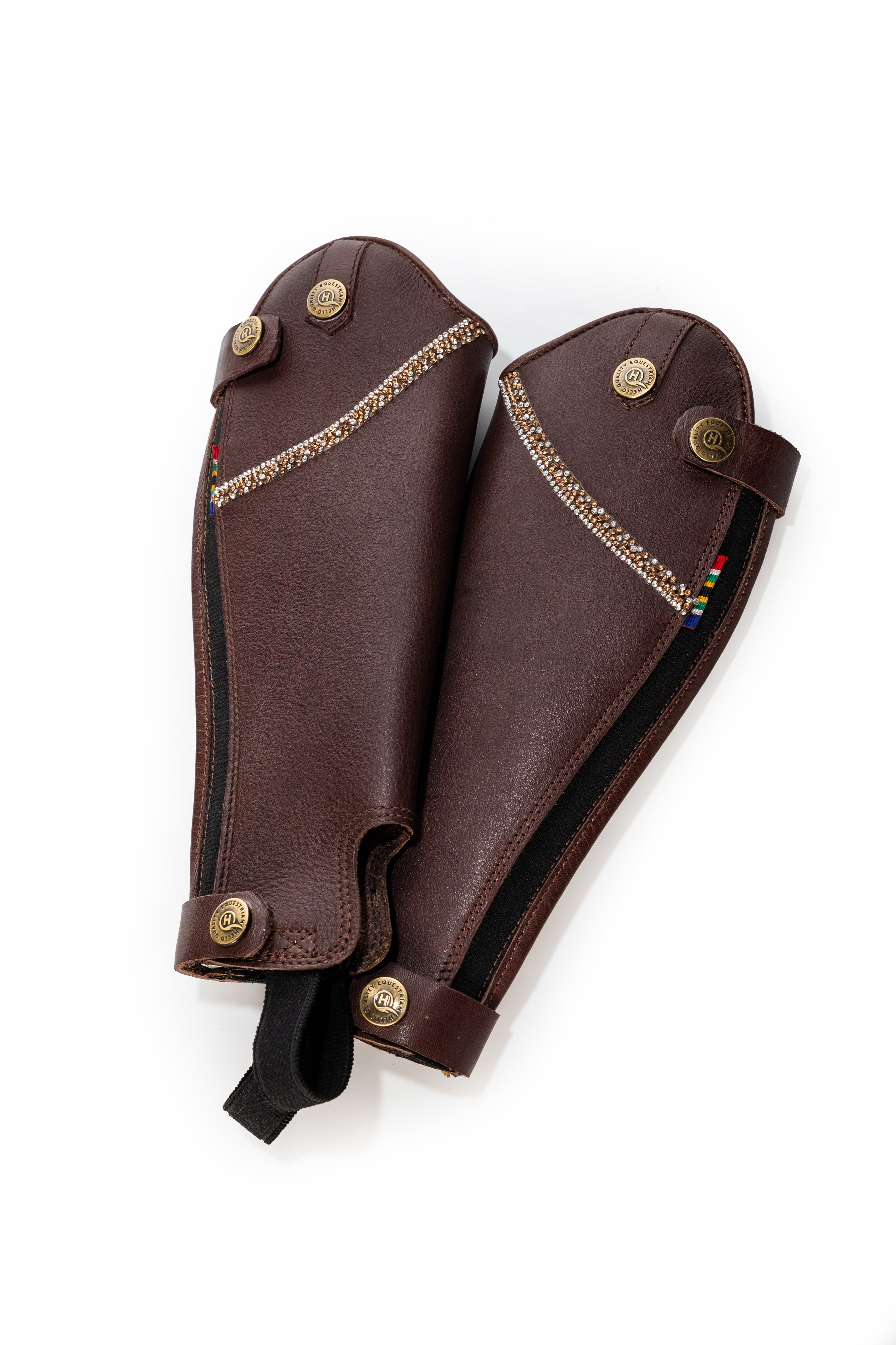 Lowana soft brown leather kids gaiters / half chaps
