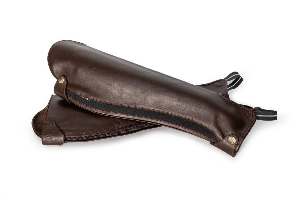 Lowana soft brown leather kids gaiters / half chaps