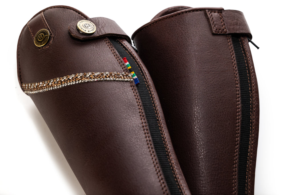 Lowana soft brown leather kids gaiters / half chaps