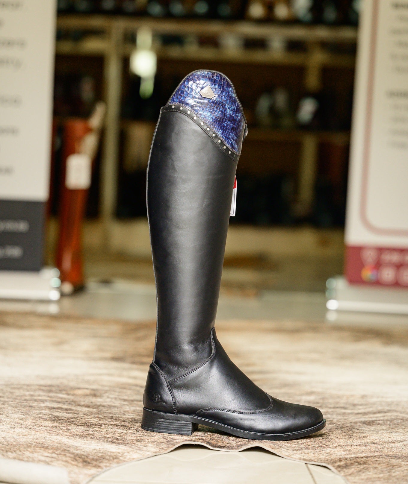 Danai Detailed Two-Tone Long Riding Boot