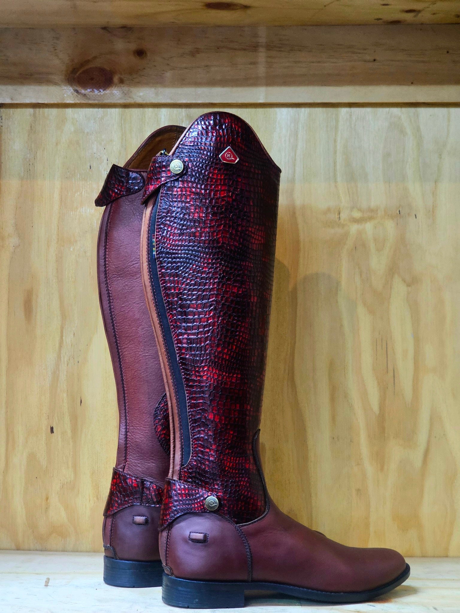 Tari Snake Print Long Riding Boots