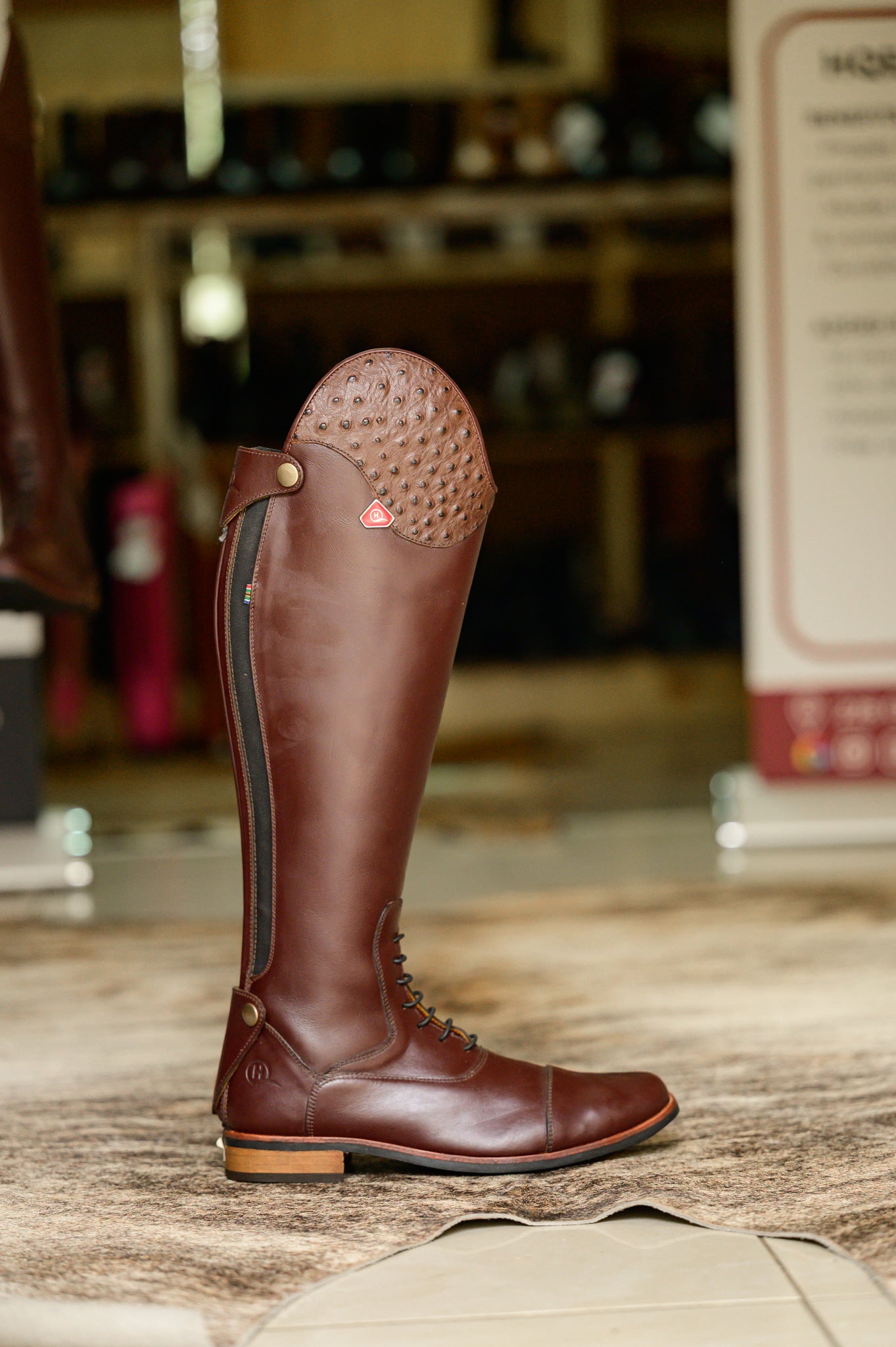 Bonolo Ostrich Curve Long Riding Boot