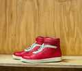 Red soft leather sneakers