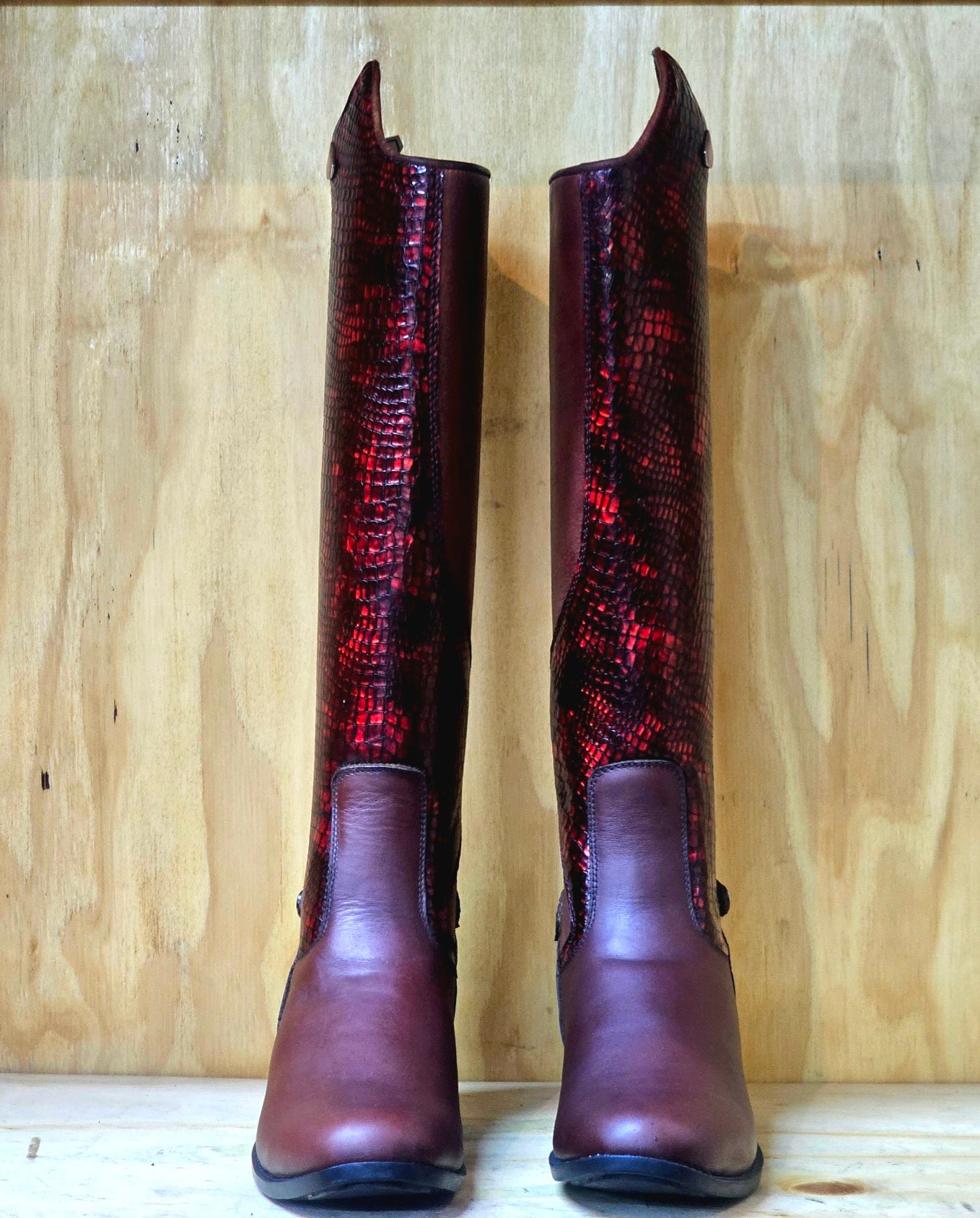 Tari Snake Print Long Riding Boots